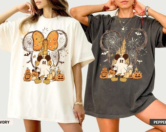 Watercolor Disney Castle Halloween Shirt,Mickey Minnie Ghost Shirt,Disneyland Halloween Shirt, Halloween Party Shirt,Disney Family Halloween