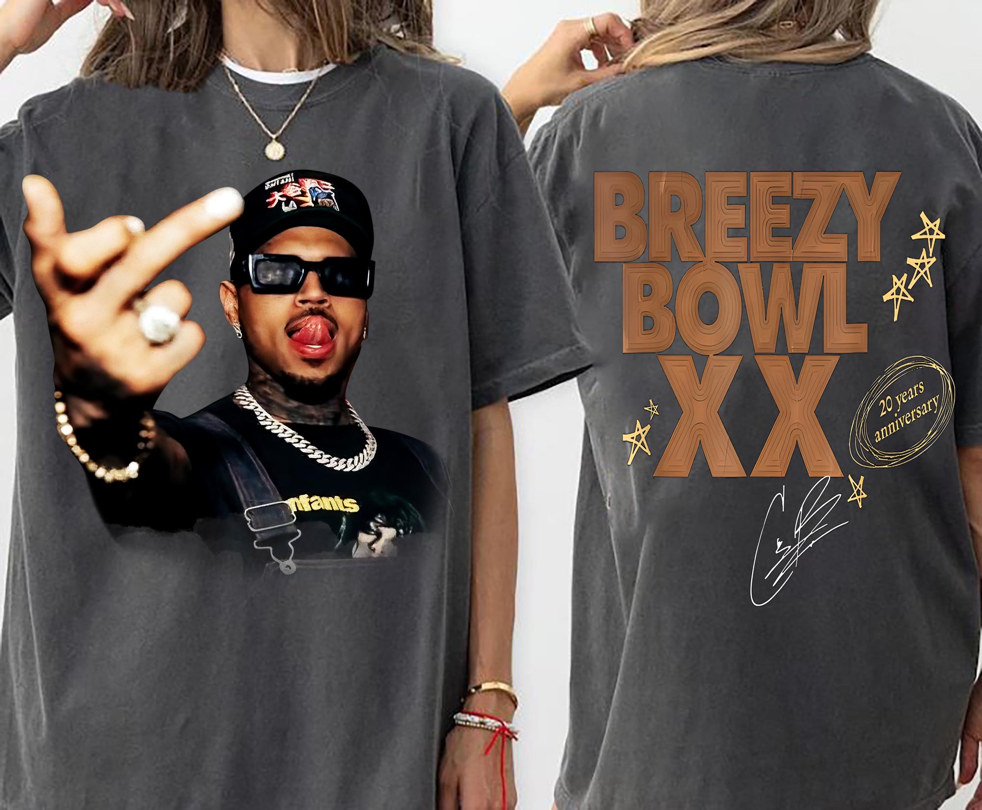 Comfort Colors 2 Side Chris Brown Vintage Middle Finger Shirt, Vintage Chris Brown Breezy Bowl XX Shirt, Concert 2025 Shirt