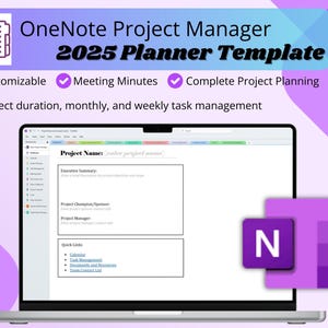 OneNote Project Management Template, 2025 Planner for Project Managers, Professional Work Task Tracker
