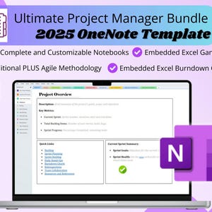 Ultimate PM Bundle for OneNote, Premium Agile + Traditional Project Management Templates and 2025 Planner, Professional Work Task Tracker