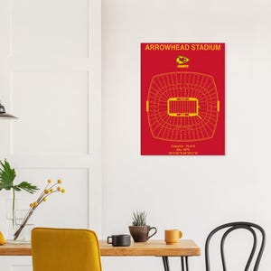 Kansas City Chiefs Field Canvas Print, KC Arrowhead Stadium Wall Art, Minimalist Football Decor, Sports Fan Gift for Him