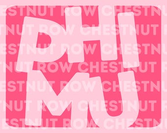 Phi Mu Sorority Wall Art Digital Downloadable Poster Design Aesthetic Preppy Old Money Cute Pink