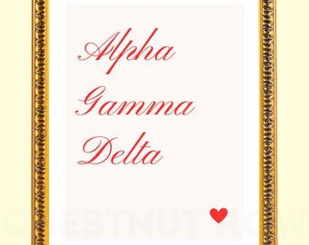 Alpha Gamma Delta Sorority Wall Art Digital Poster Designs Aesthetic Preppy Cute Old Money Simple AGD