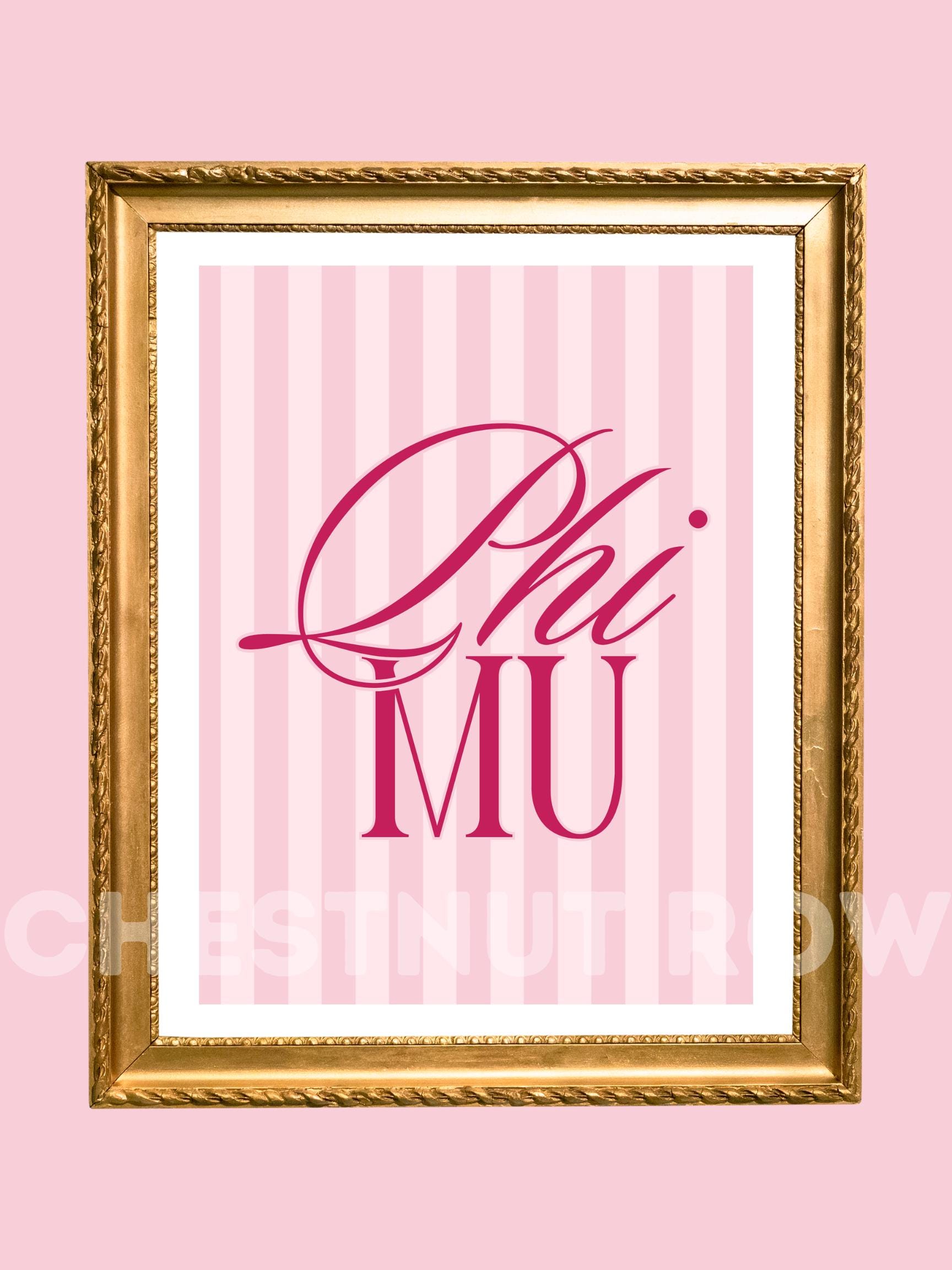 Phi Mu Sorority Wall Art Digital Downloadable Poster Design Aesthetic Preppy Old Money Cute Pink