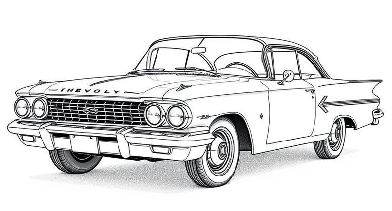 Classic Cars Coloring Pages: 40 Printable Art Designs (digital Download