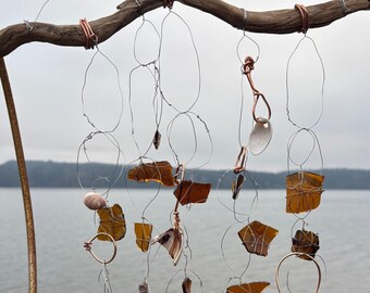 Ride The Wave - Sea glass mobile/wall hanging/sun catcher