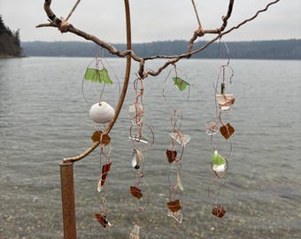 Curly Whirly - Sea glass mobile/sun catcher/wall hanging