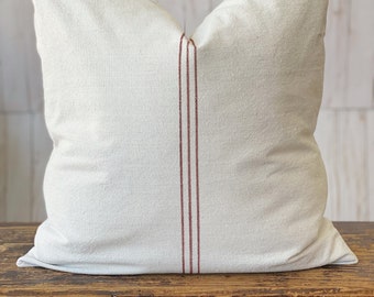 Minimalist Pillow Cover, Modern Farmhouse, Modern Rustic Pillow, Fall Stripes, Earth Tones, Linen Style Cover, Grain Sack Style Cover