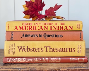 Harvest Gold and Rust Books,  Earth Tone Decorative Books, Terracotta Books, Ochre Hardcover Books, Fall Shelf Decor, Autumn Book Set