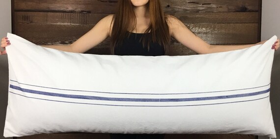 Grain Sack Body Pillow Cover Farmhouse Pillow Large Lumbar Etsy