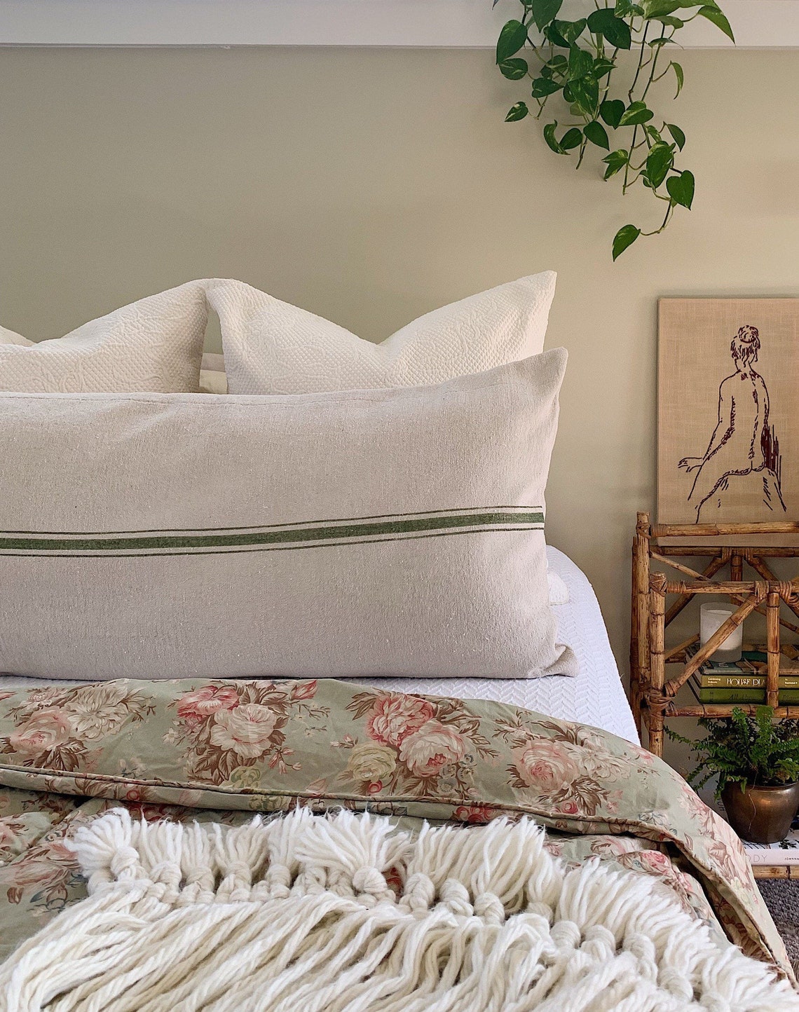 Boho Farmhouse Pillow Cover Large Farmhouse Pillow Extra Etsy