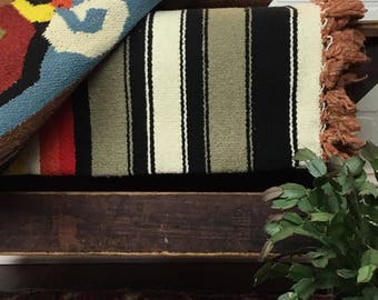 Vintage Striped Mexican Blanket Rug