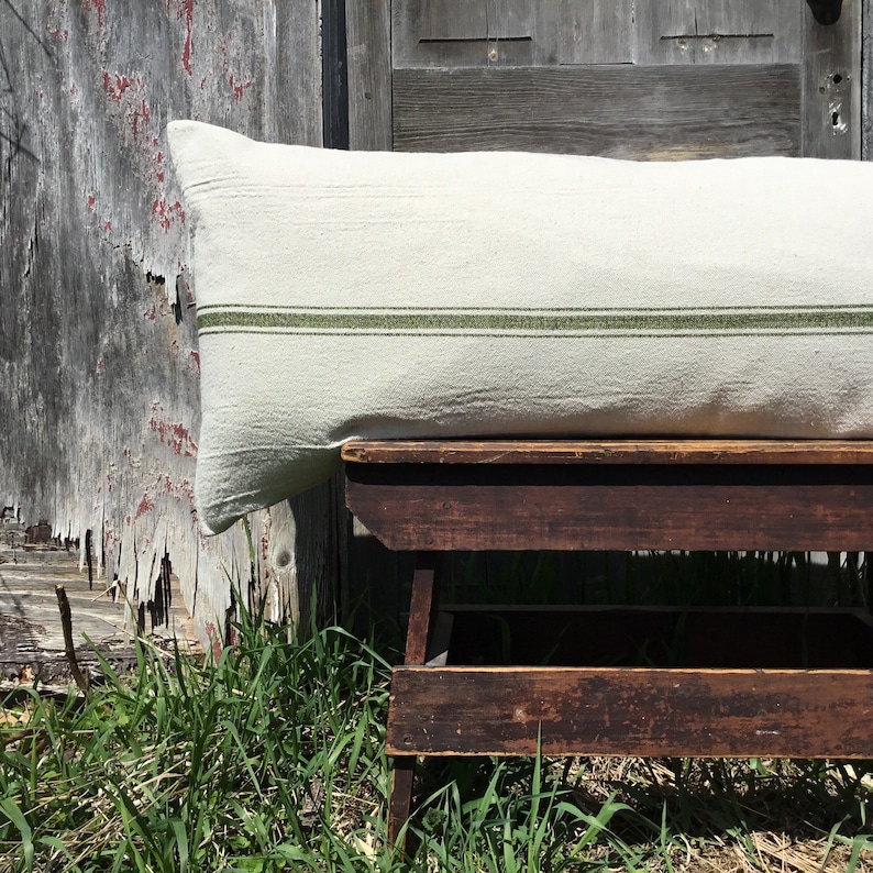 Grain Sack Pillow Cover Long Lumbar Pillow Modern Farmhouse Etsy