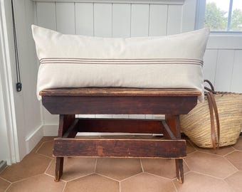 Minimal Farmhouse Pillow Cover, Modern Farmhouse, Modern Rustic Pillow, Fall Stripes, Earth Tones, Linen Style Cover, Grain Sack Style Cover