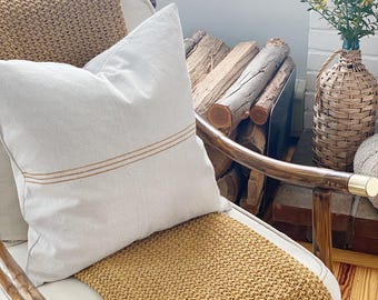 Fall Stripe Linen Style Pillow Cover, Modern Rustic Farmhouse Decor, Minimalist Fall, Muted Fall Pillow Cover, Grain Sack Style Cover