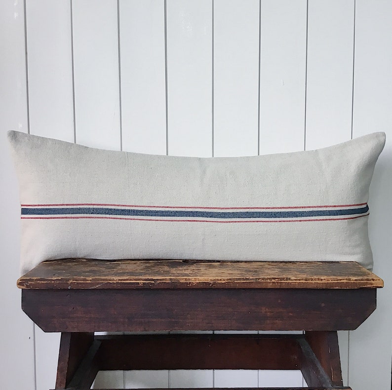 Grain Sack Lumbar Pillow Cover Modern Farmhouse Lumbar Etsy