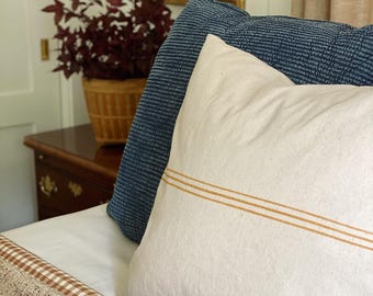 Striped Linen Style Pillow Cover: Modern Rustic Farmhouse Decor