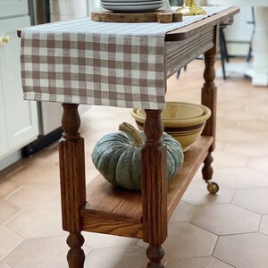 Neutral Gingham Table Runner, Taupe and White Check Runner, Gingham Check Table Runner, Christmas Runner, Scandi Christmas, Hostess Gift image 5