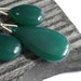 Green Onyx Smooth Briolettes, CLOSE MATCHED TRIO 17 - 26mm, Emerald Green Onyx Polished Briolettes, Green Onyx Briolettes