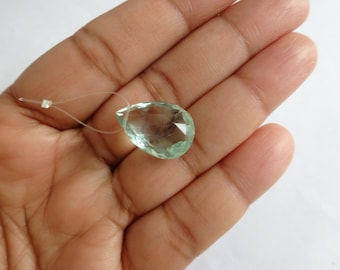 Superb Untreated Green Aquamarine Briolette, DRILLED, Brazilian Green Beryl Briolette, March Birthstone , UK Seller Wales