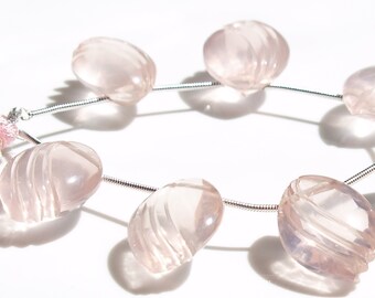 1 Rose Quartz Briolette Only, Fancy Carved Quartz Briolette , Focal Gemstone, UK Seller Wales