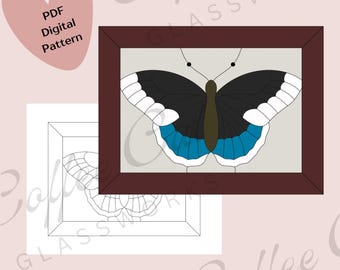 Diana Fritillary Butterfly Stained Glass Pattern: Digital Download (PDF, SVG, PNG) - Commercial + Hobby License