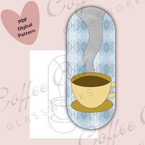 Cup of Coffee Stained Glass Pattern Simple — Digital Download || Printable Stained Glass Pattern, Hobby & Commercial License, PDF SVG