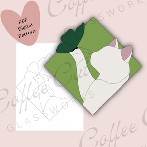 Cat and Butterfly Stained Glass Pattern: Digital Download (PDF, SVG, PNG) - Commercial + Hobby License