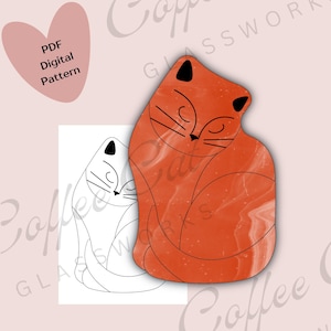 Simple Cat Stained Glass Pattern: Digital Download (PDF, SVG, PNG) - Commercial + Hobby License