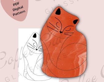 Einfaches Katzen-Buntglasmuster: Digitaler Download (PDF, SVG, PNG) - Kommerziell + Hobby Lizenz