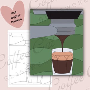 Espresso Stained Glass Pattern — Digital Download || Printable Stained Glass Pattern, Hobby License & Commercial License, PDF SVG