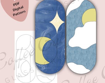 ステンドグラスパターンセット：夜と昼（PDF SVGデジタルダウンロード