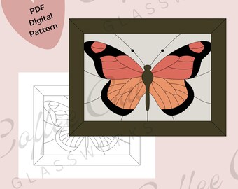 Monarch Butterfly Stained Glass Pattern: Digital Download (PDF, SVG, PNG) - Commercial + Hobby License