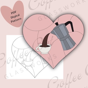 Espresso Moka Pot Coffee Stained Glass Pattern — Digital Download || Printable Stained Glass Pattern, Hobby & Commercial License, PDF SVG