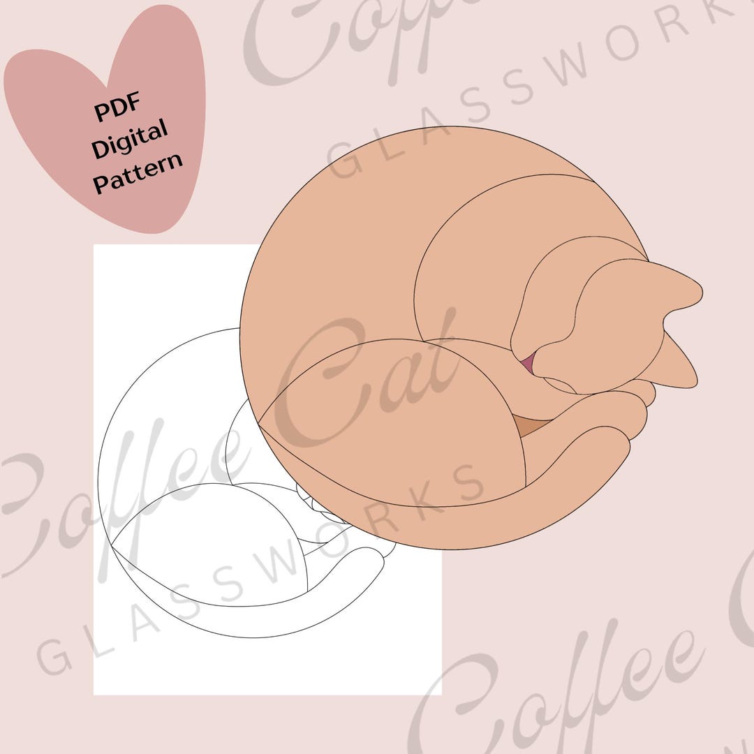Cute Sleeping Cat Stained Glass Pattern — Digital Download || Printable ...