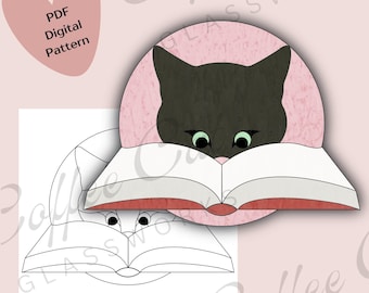 Reading Cat Stained Glass Pattern - Digital Download | Hobby ...