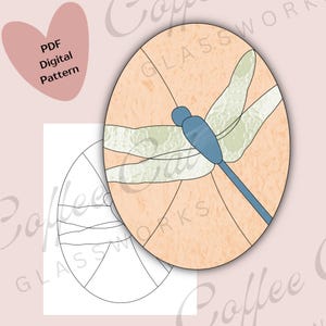 Patrón de vitral de libélula simple — Descarga digital // Patrón de vitral imprimible, licencia de pasatiempo y licencia comercial, PDF SVG