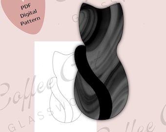 Cat Stained Glass Pattern: Simple Beginner Design (PDF SVG PNG Digital Download) Hobby + Commercial