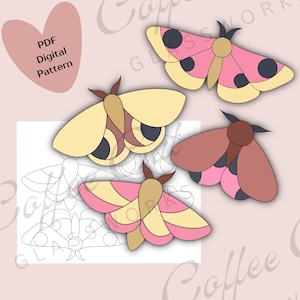 Moth Stained Glass Pattern Set: Printable PDF & SVG (Digital Download, Commercial + Hobby License)