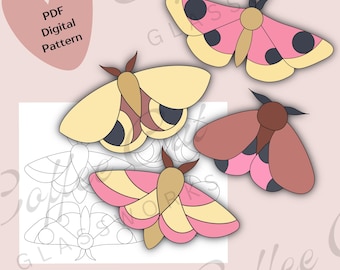 Moth Stained Glass Pattern Set: Printable PDF & SVG (Digital Download, Commercial + Hobby License)