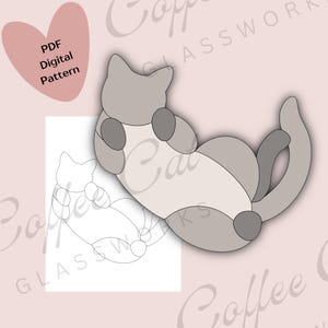Kitten Stained Glass Pattern: Playful Cat Design - Digital Download (PDF, SVG, PNG)