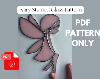 Fairy Stained Glass Pattern PDF Digital File | Stained Glass Girl Fairy Suncatcher | Digital Pattern