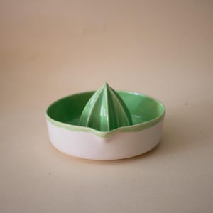Handmade Green Ceramic Lemon Squeezer: Artisan Citrus Juicer