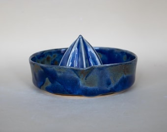 Midnight blue Porcelain Lemon Squeezer: Handmade Citrus Juicer