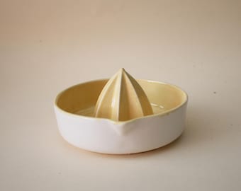 Yellow porcelain lemon squeezer, handmade citrus juicer