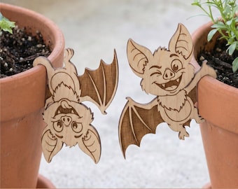 Halloween pot hugger bats for laser cutting, SVG cut file, Table centerpiece decoration, Funny wooden bat set of 2, Lasercut vase fall decor
