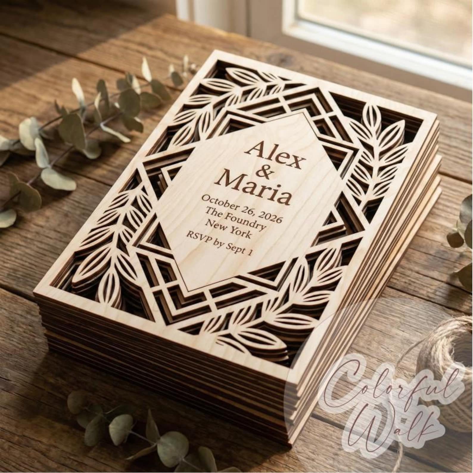 Laser Cut Wedding Invitation SVG Files, Wooden Invitations Cutting File ...
