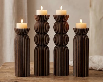 Advent candle holders SVG file, Laser cut woodworking plans, Christmas candlestick set, Glowforge files, Home decorations, 3D puzzle files