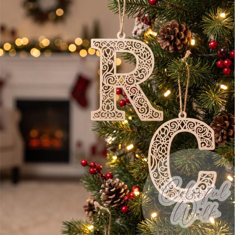 Svg Lettering Letters Laser Cut SVG File, Christmas Alphabet Ornaments, Personalized ...