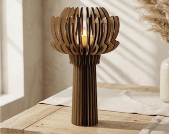 Laser cut candle holder SVG files, Floral tealight lamp, Wood cutting file, Flower lantern decor, Tea light candlesticks, Table centerpiece